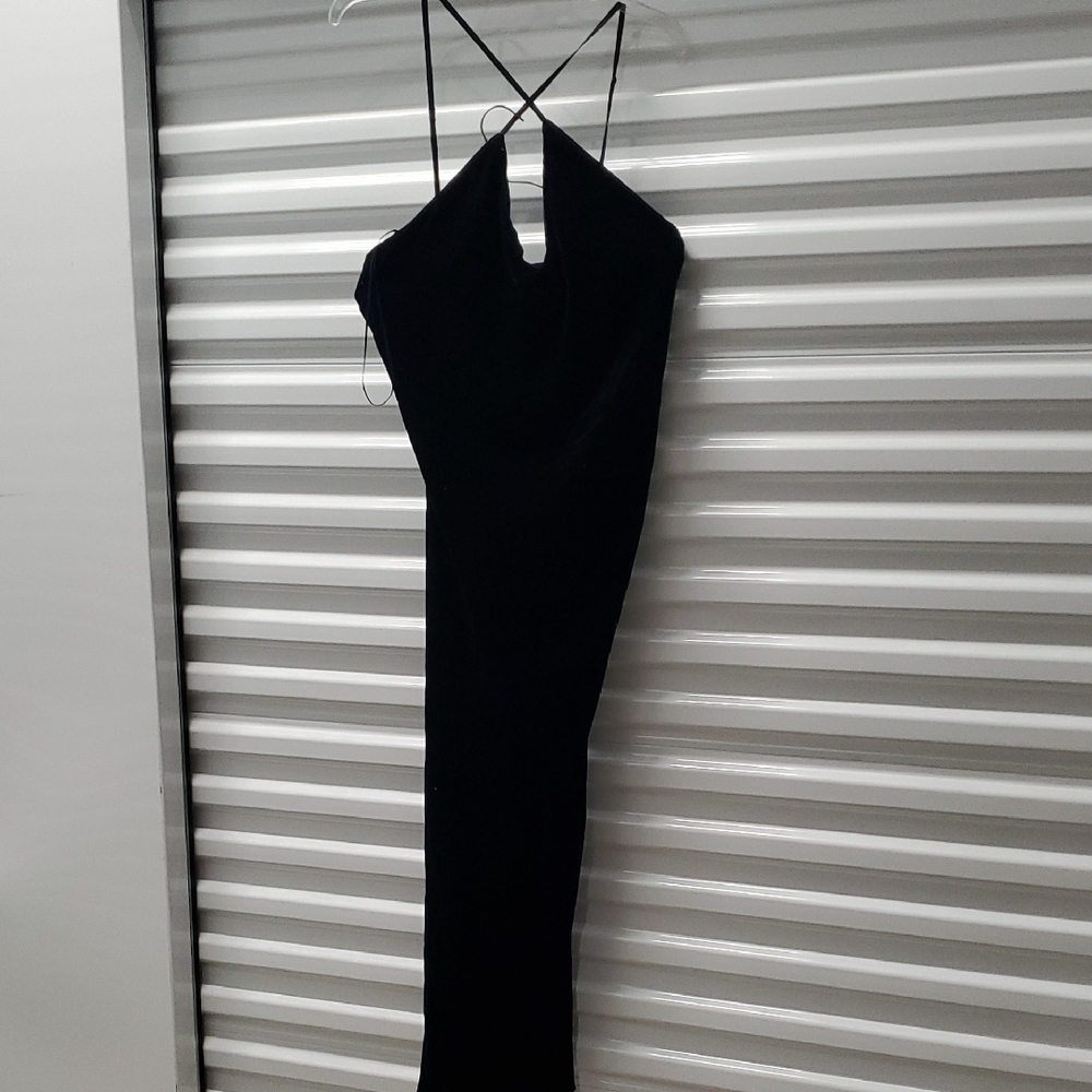 INTERMIX Blue Velvety Slip Dress